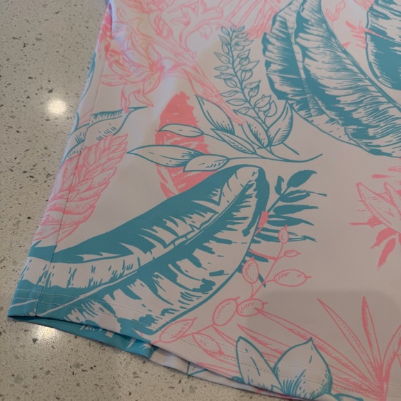 Sunday Swagger Tropical Golf Polo Sleeveless Tank Blue Pink White Size Large - Picture 4 of 9